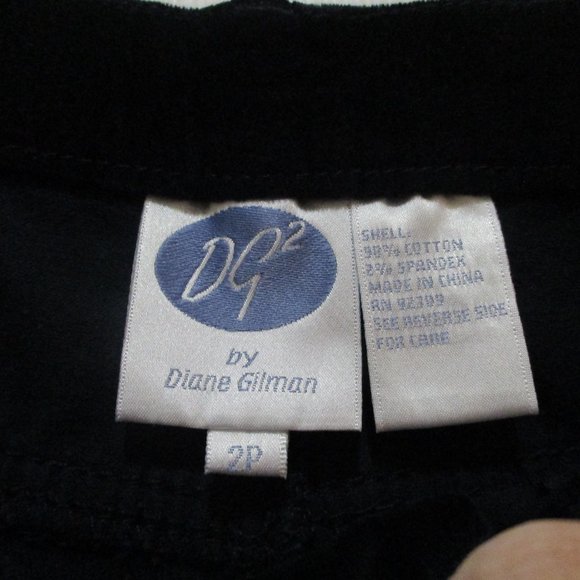 Stretch Velvet Pants sz 2 Petite Dark Blue Straight Leg 5 Pocket - Picture 8 of 9